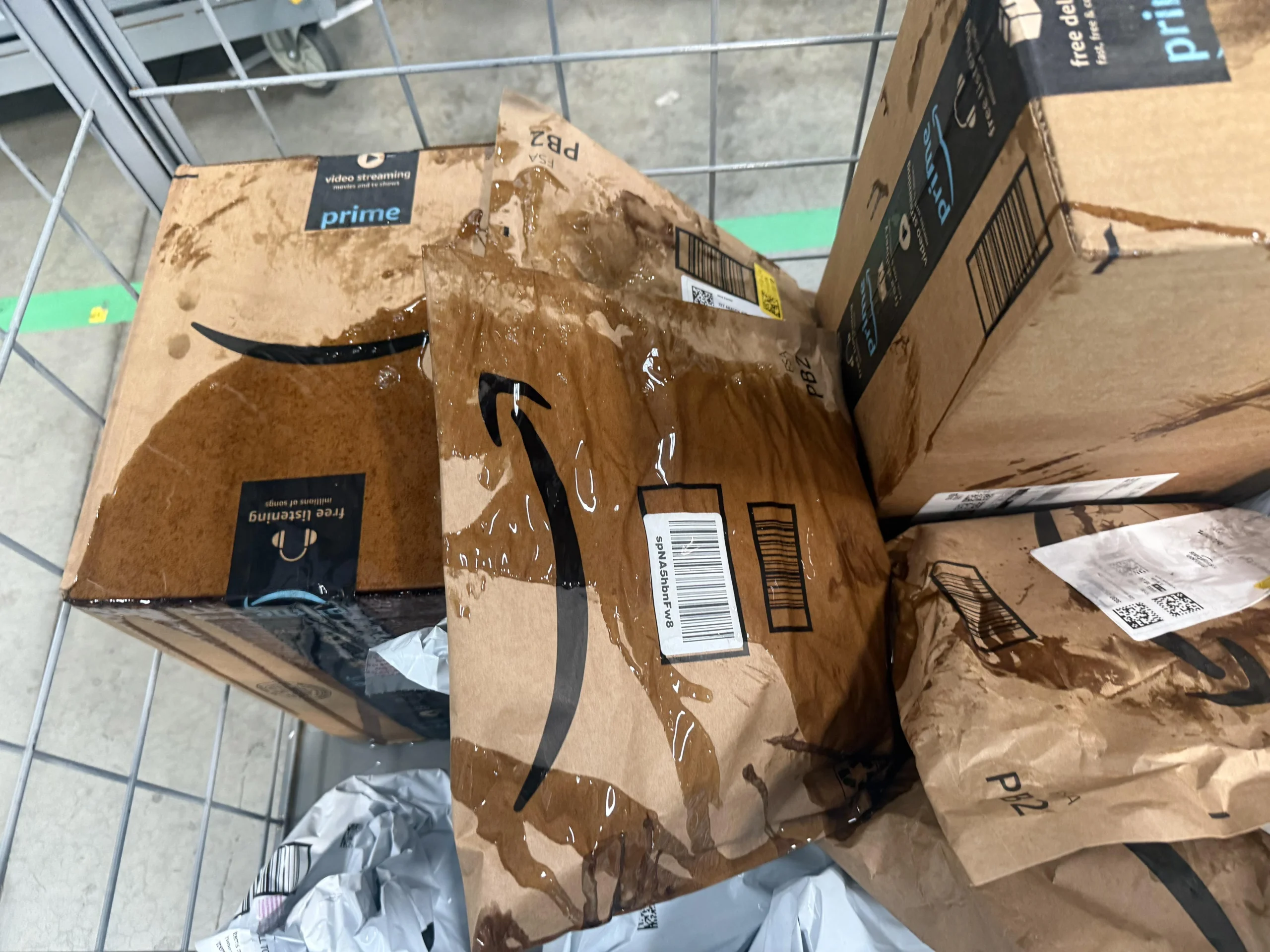 Carton weighing and dimension check before dispatch to an Amazon fulfilment centre